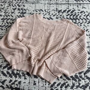 Moth by Anthropologie Small Wide Sleeved Crochet Knit Cream Sweater Oversized